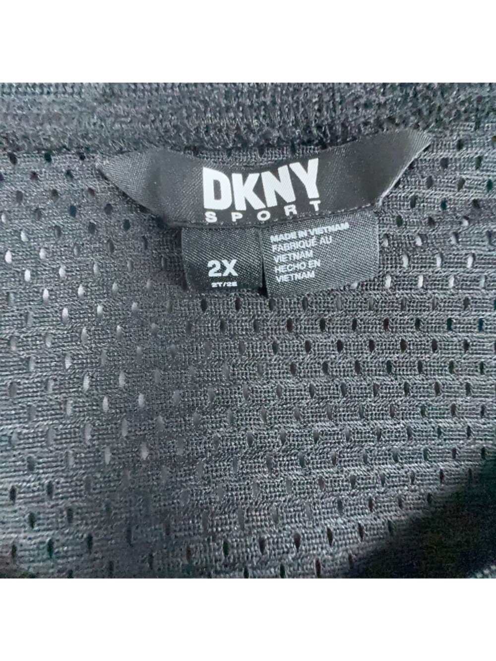 DKNY Sport Tank Top Size 2X Mesh Basketball Black Sleeveless White Logo Was $44. - Picture 6 of 12